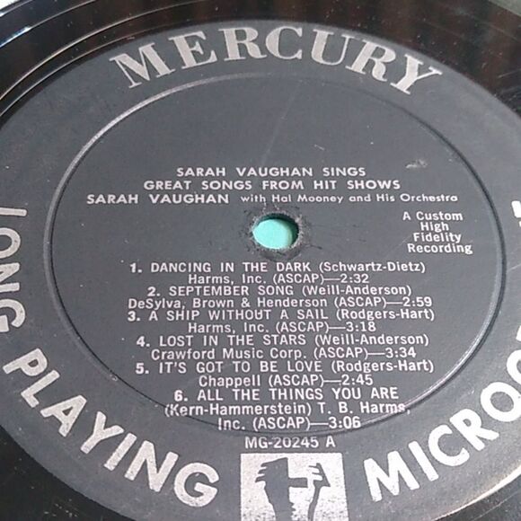 Mercury Vinyl Record Susan Vaughan  Sings Record ONLY - Picture 2 of 5